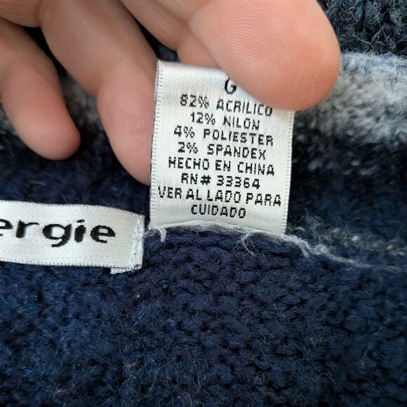 Energie V Neck Sweater L Blue Vintage Y2K Elena Bella Twilightcore Swan Stripe - Picture 9 of 11